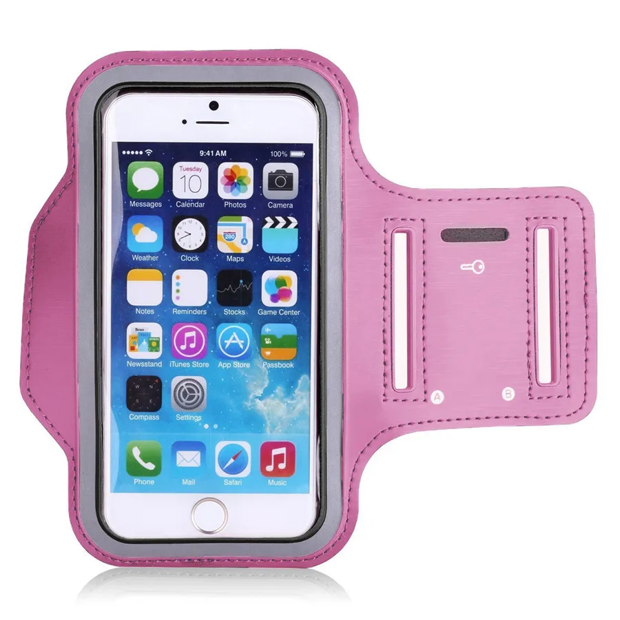 Pink Universal Outdoor Sports Phone Holder Armband Case for Samsung Gym Running Phone Bag Arm Band Case for iPhone xs max for Samsung - Цвет: Pink