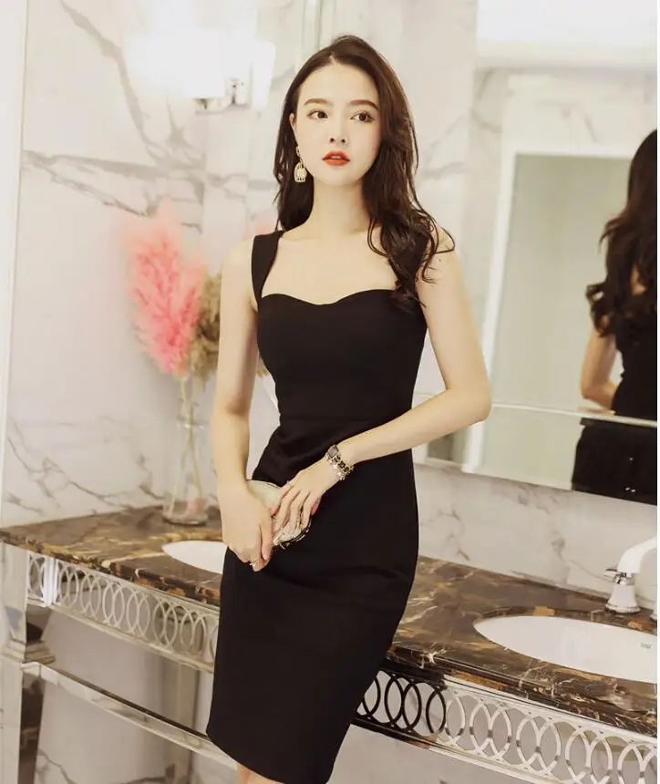 

Le Palais Vintage Black Bodycon Bandage Dress Sexy Spaghetti Strap Low-cut Slim Women Summer Dresses Sundress Party Vestidos