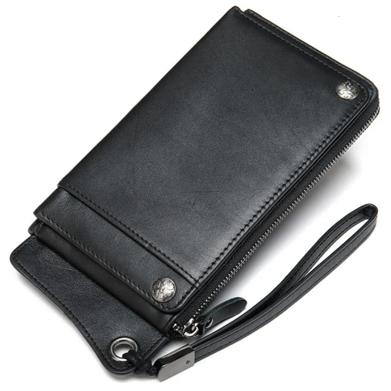 Мужские кошельки, держатель для карт, кожаный мужской кошелек, роскошный длинный дизайн, качественная Обложка для паспорта, Модный повседневный мужской кошелек на молнии