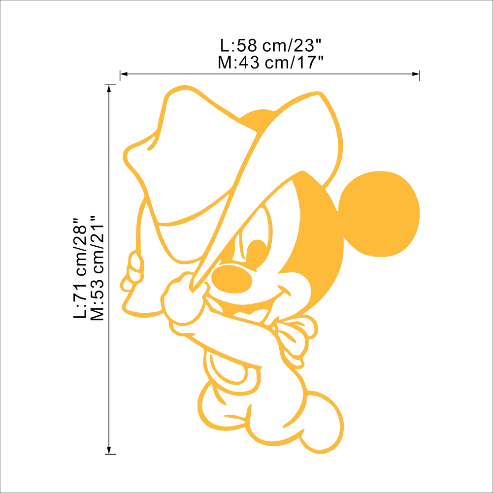 Disney Mickey Mouse Baby with Hat Kids baby wall stickers for kids room bedroom accessories home decoration