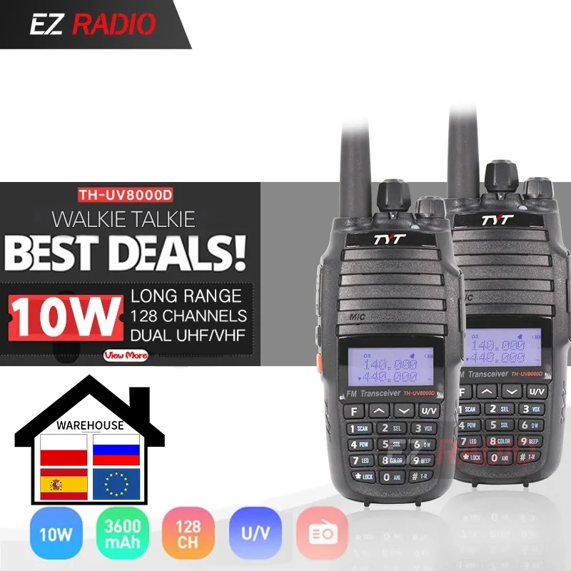 VHF UHF Amateur-Radio Cross-Band Tyt th-Uv8000d Transceiver Li-Ion-Battery Powerful 3600MAH