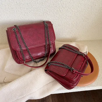 

women bag PU Alligator Flap Shoulder Bags Chains Fashion purses and handbags Euro-American style luxury designer bags
