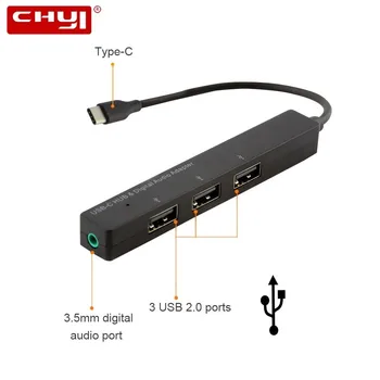 

CHYI Usb C To 3 Port Micro Usb 2.0 Hub + 3.5mm Audio Port Type C Usb Hab Multi Combo Splitter Computer Accessory For Smartphone