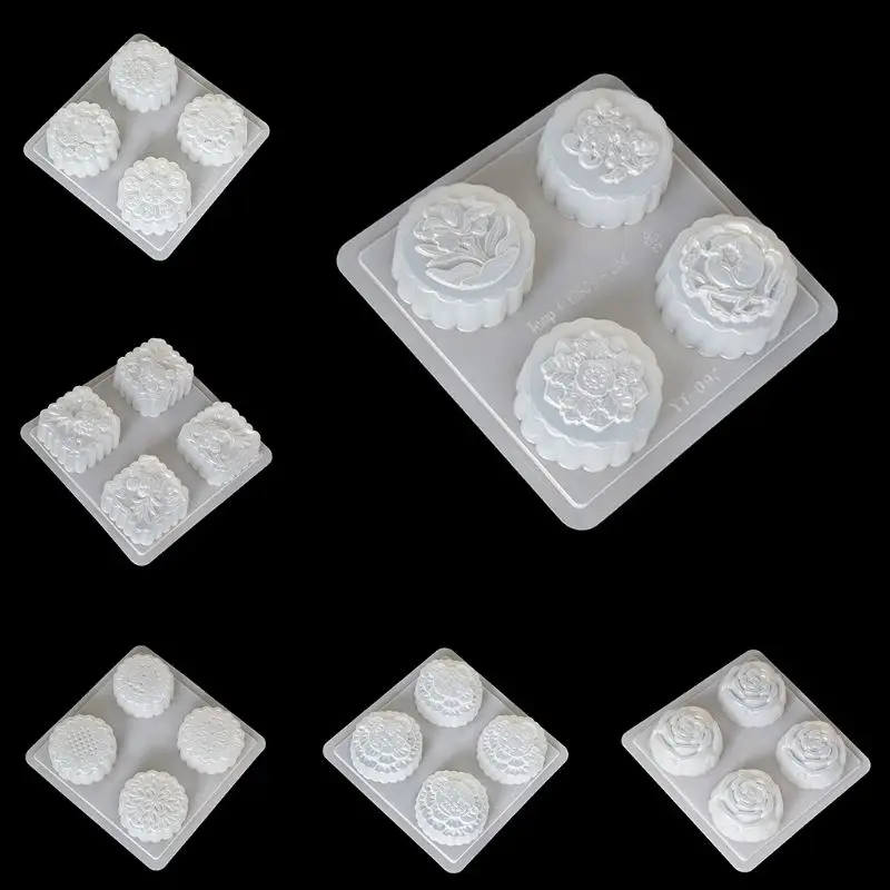 4 Полости Пластиковый помадка торт Mooncake плесень шоколадный Маффин кекс Плесень