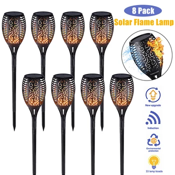 

8pc 12 LED Solar Flame Torch Lamp Outdoor Lights Solar Garden Light Flickering Waterproof Lamp Courtyard Balcony Path Spotlight