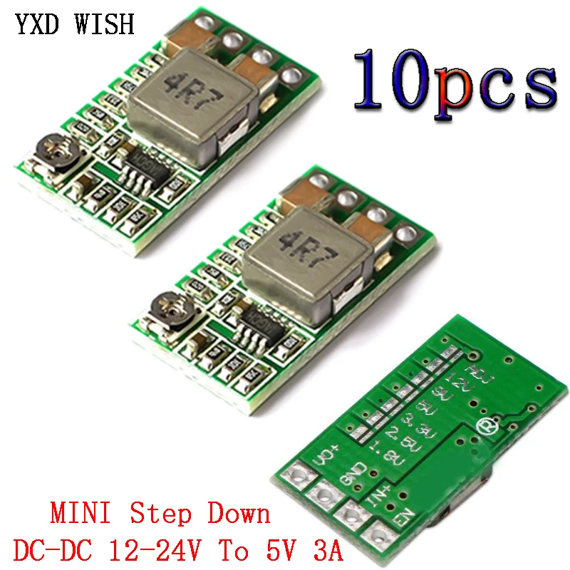 Ajustável para Arduino Pces Ultra-pequeno Tamanho Dc-dc Step Down Power Module 3a 5v Conversor Buck Placa 10 2 Inversores e Conversores