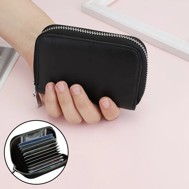 

1 PC Women Credit Card Holder Organ Bag Ladies Anti-Rfid Blocking Wallet Genuine Leather Multi-function Wallets Dropship New