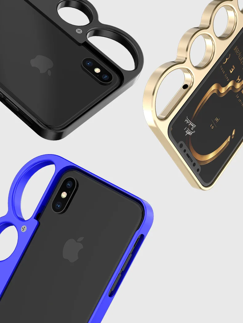 Премиум алюминиевый бампер чехол для Apple iPhone 7 8 Plus X XS 5 5S 4S SE роскошный робот Пряжка металлический противоударный палец кольцо Крышка