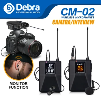 

With Monitor!!! UHF Wireless Lavalier Microphone with 30 Selectable Channels 50m Range for DSLR Camera Interview Live recording