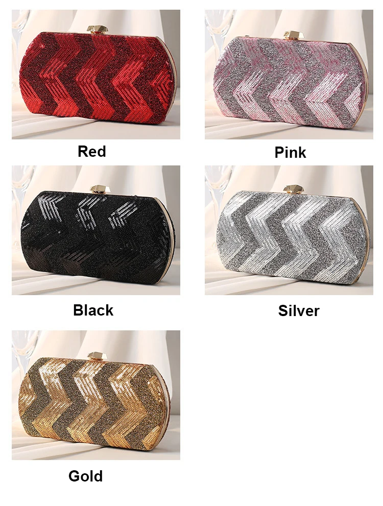 Luxy Moon Sequin Stripe Clutch Bag Available Colors