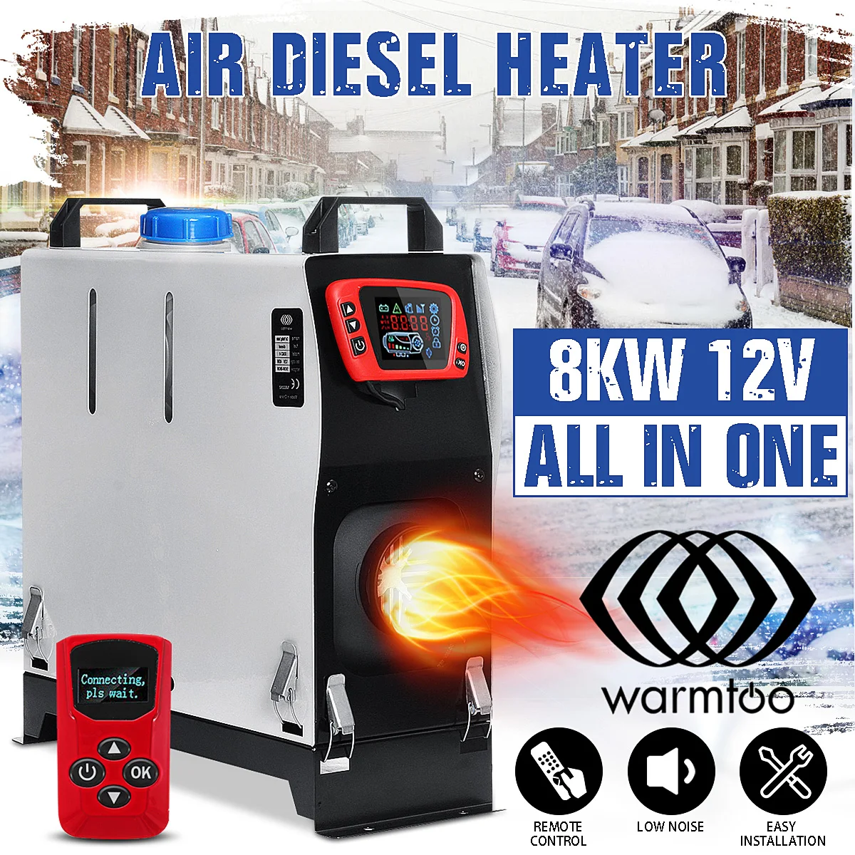 

12V 8KW All-in-One Unit Diesel Air Heater LCD Display Switch Portable Car Heater For Truck Motorhome Caravan Van Boat Bus