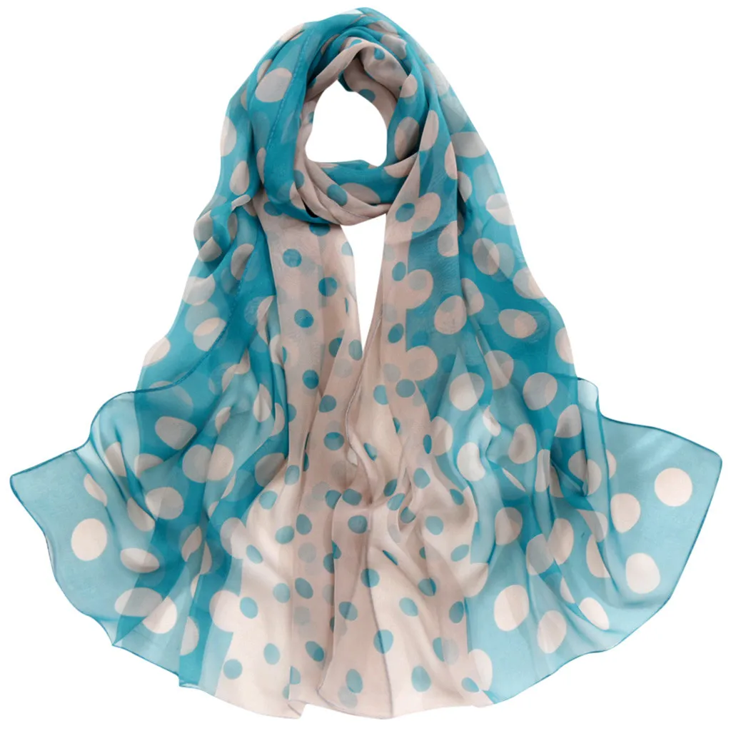Модный красивый подарочный шарф ярких цветов для дам, Модный женский длинный мягкий шарф, Дамская шаль, шифоновый шарф в горошек, шарфы