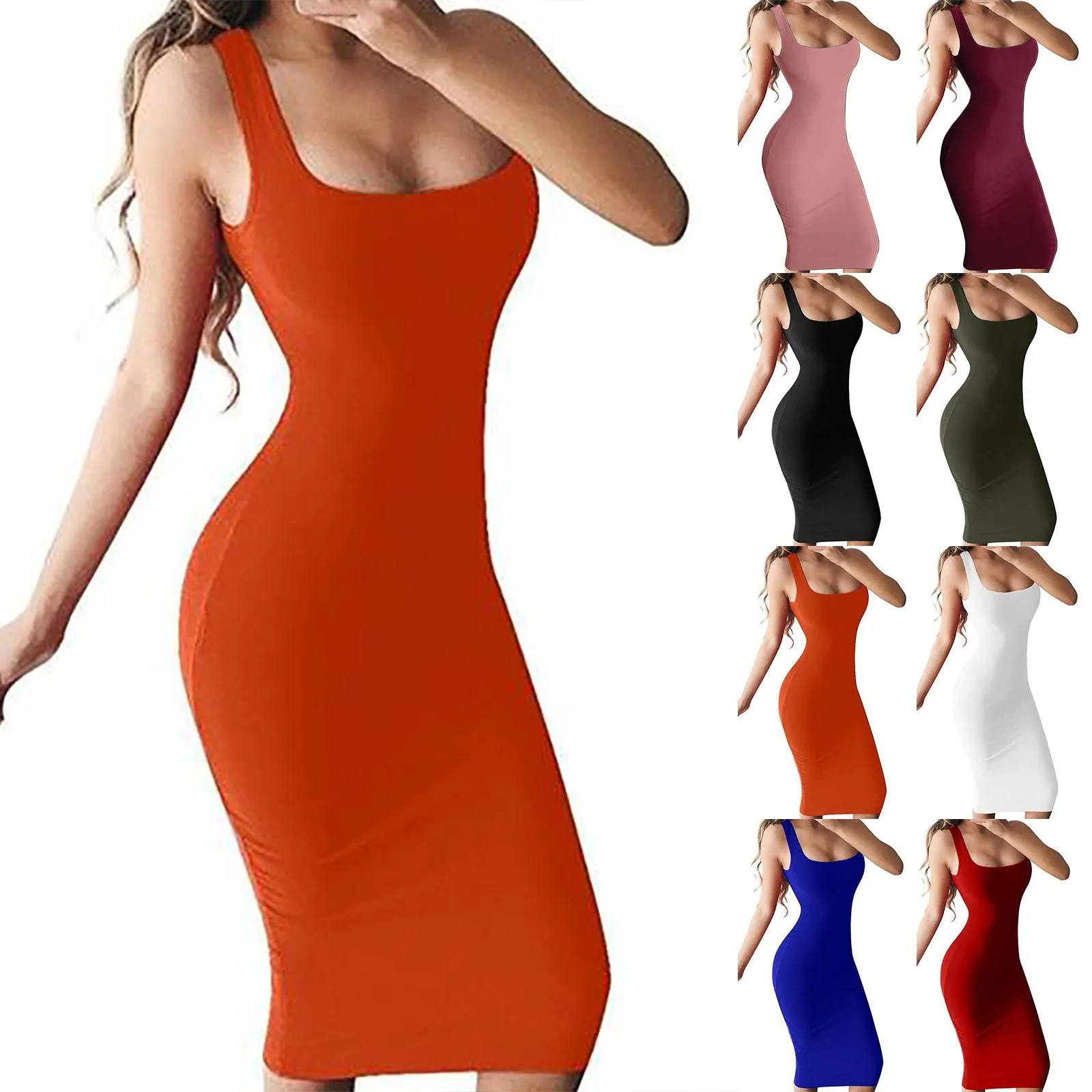 Women's Fashion Sexy Skirt Undershirt Sleeveless Long Dress Loose Solid Color Tank Dress robe женское 2021 vestido de mujer 1