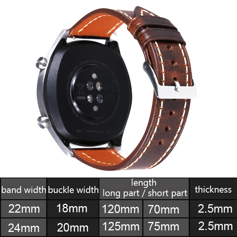 Onthelevel Watch Accessories Ccalfskin Strap Watch Bracelet Brown Vintage Watch Band 22mm 24mm Watchband For Galaxy Watch #D