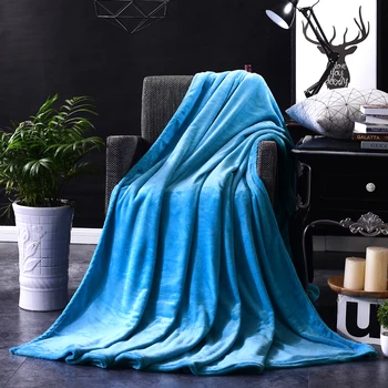 

2019 New Throw Blanket Blue Soft Coral Warm Blankets Travel Flannel Sofa Fleece Blankets For Bed Warm Cobertor solid bedding