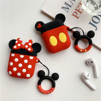 

Cute Mini Cartoon Minnie bow Wireless Earphone Case For Apple Airpods 2 Charging Protective Covers Anime Pendant No face man