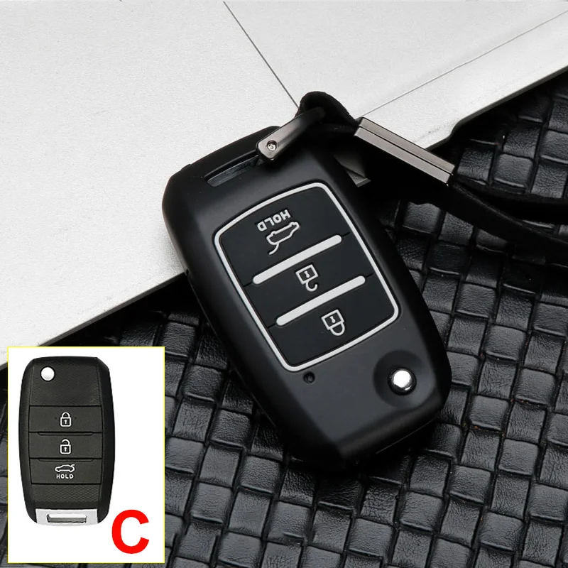 Цинковый сплав+ силиконовый автомобильный чехол для дистанционного ключа для KIA Rio Sportage 4 Ceed Optima Sorento cerato K2 K3 K5 аксессуары - Название цвета: C Black White