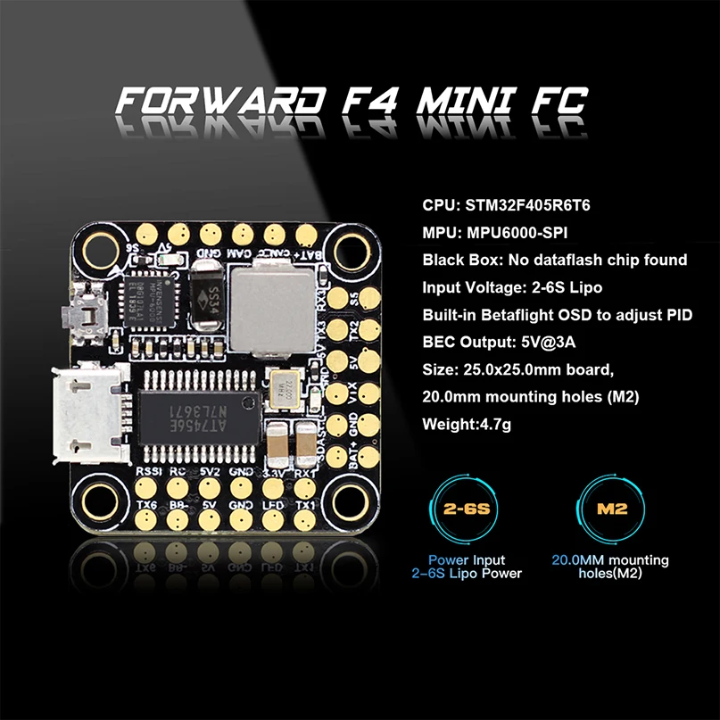 

HGLRC 20x20mm Forward F4 MINI Flight Control 2-6S for FD445 Stack FPV Racing Drone Quadcopter Multi Rotor DIY Aircraft