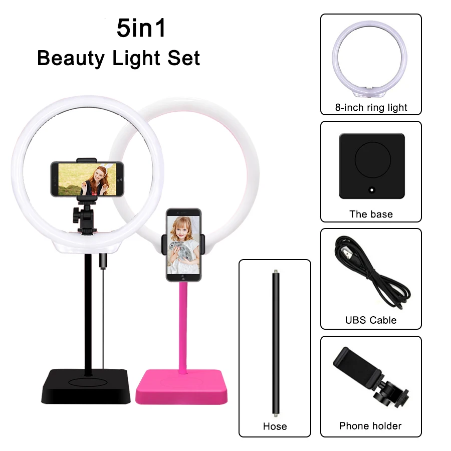 

MAMEN Selfie LED Ring Light Studio Photography Dimmable Youtube Live video Photo Light Lamp Kit With Phone Holder Tripod Makeup