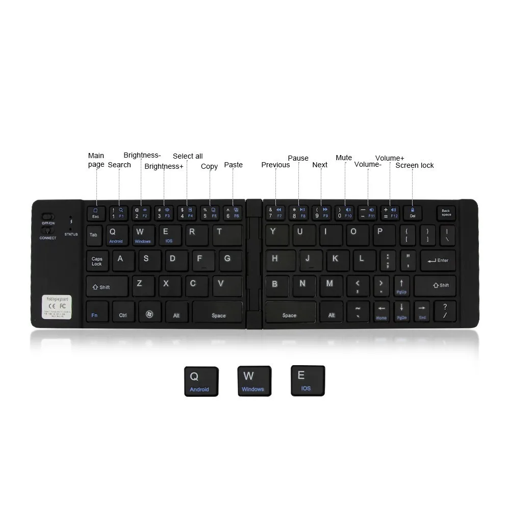 Bluetooth игровая клавиатура Беспроводная складная компьютерная портативная мини 66