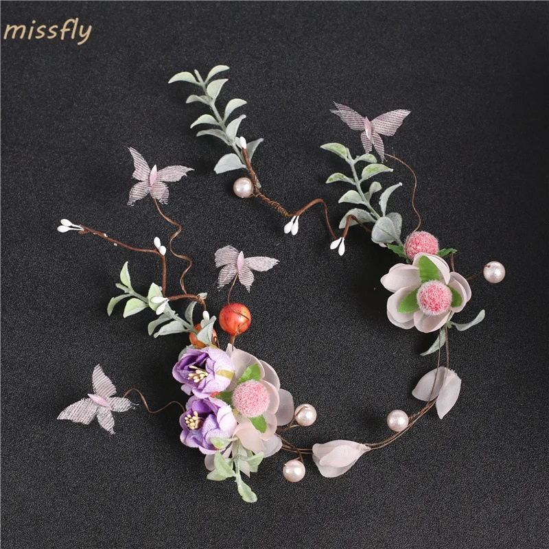 

2018 New Style Mori Girl Line Immortal Bride Headdress Hair Accessories Hair Band Hair Bands Garland Floral Headdress Wedding Dr