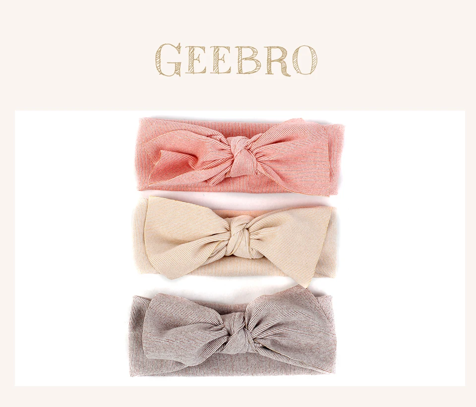 Geebro/ г. Повязки на голову с бантом для новорожденных девочек, милые мягкие хлопковые повязки на голову в полоску, подарок на день рождения