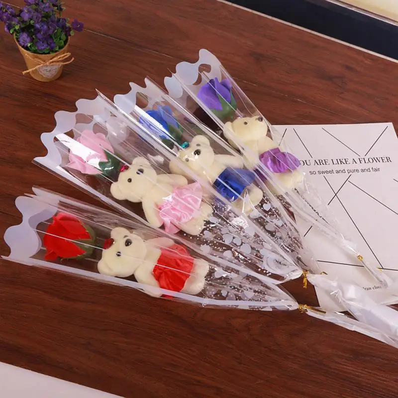 Одиночный медведь имитация мыла цветок розы Персонализированные девушки подарок День Святого Валентина праздничный день рождения Свадьба Сувениры