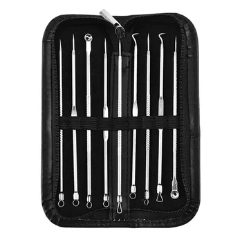 

9PCS Stainless Steel Acne Cleaning Tools Double-End Comedone Pimple Pustule Needles Removers