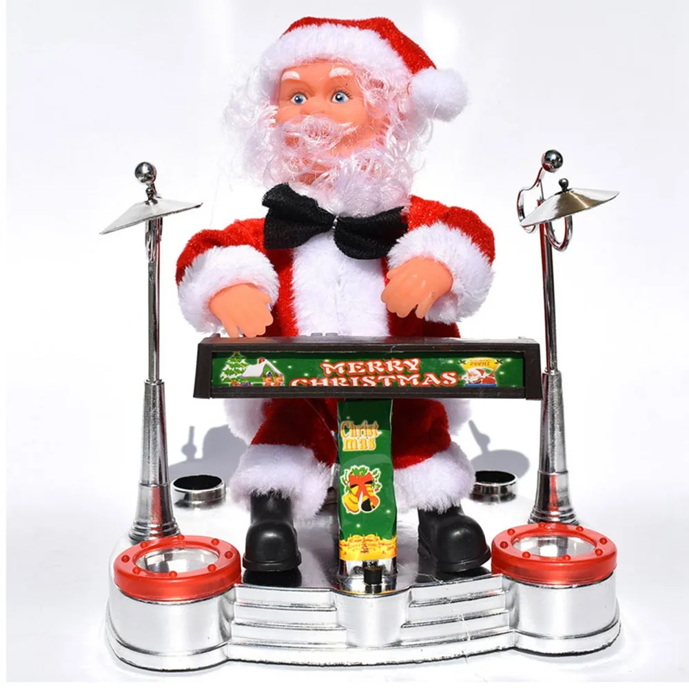 5 шт Санта Клаус Поющий музыкальный санта клаус играет на пианино гитара барабанная Рождественская электрическая Музыкальная кукла украшение дома - Цвет: Play piano