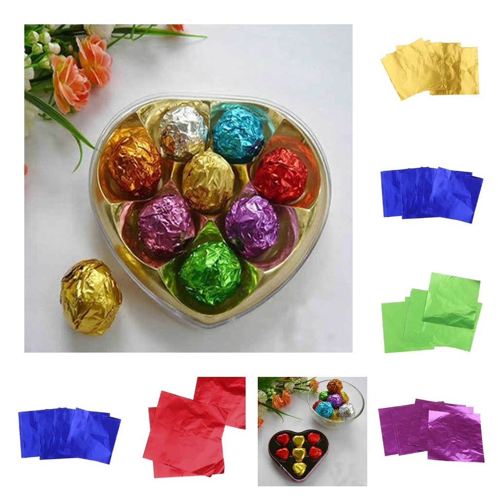500 x 80 mm x 80 mm Foil Square Wrappers for Chocolate and Sweets.17 Colours 