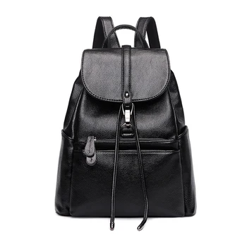 

Fashion Women's PU Leather Backpack School shoulder Bags For Teenage Girl Large Capacity Backpack female Rucksack Drop Shipping