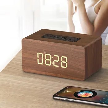 

Wooden Clock W5C Version Bluetooth Speaker Clock Radio Bedside With Bluetooth Speaker