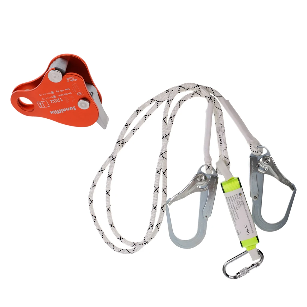

Safety Rock Climbing Arborist Shock Absorbing Lanyard + Rope Grab Protecta