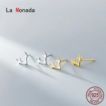

La Monada Minimalist Sterling Silver Stud Earrings Women Animal Antlers 925 Silver Jewelry Woman Earrings Stud Silver 925