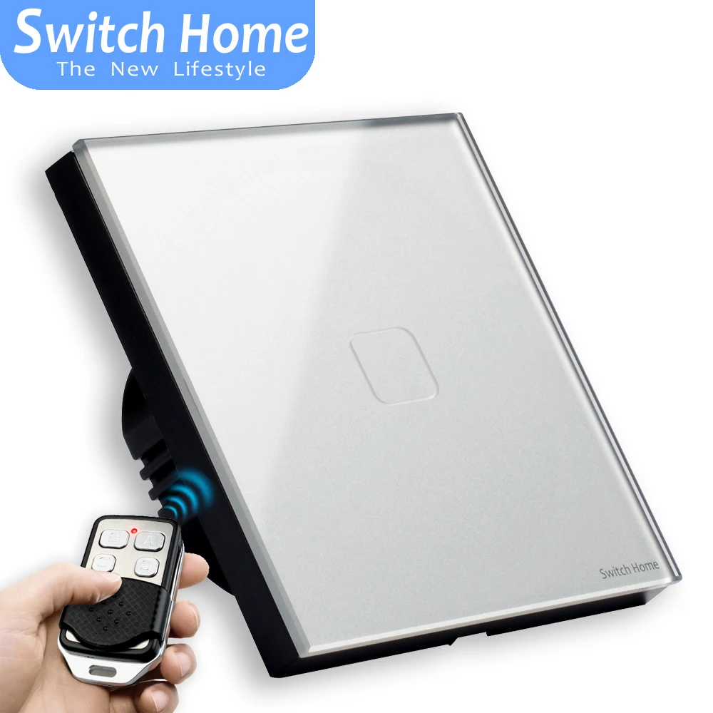 

EU touch Wall light switch, Wireless Remote Control light Switch, Glass panel 1/2/3 Gang 1 Way Sensor touch wall light switch