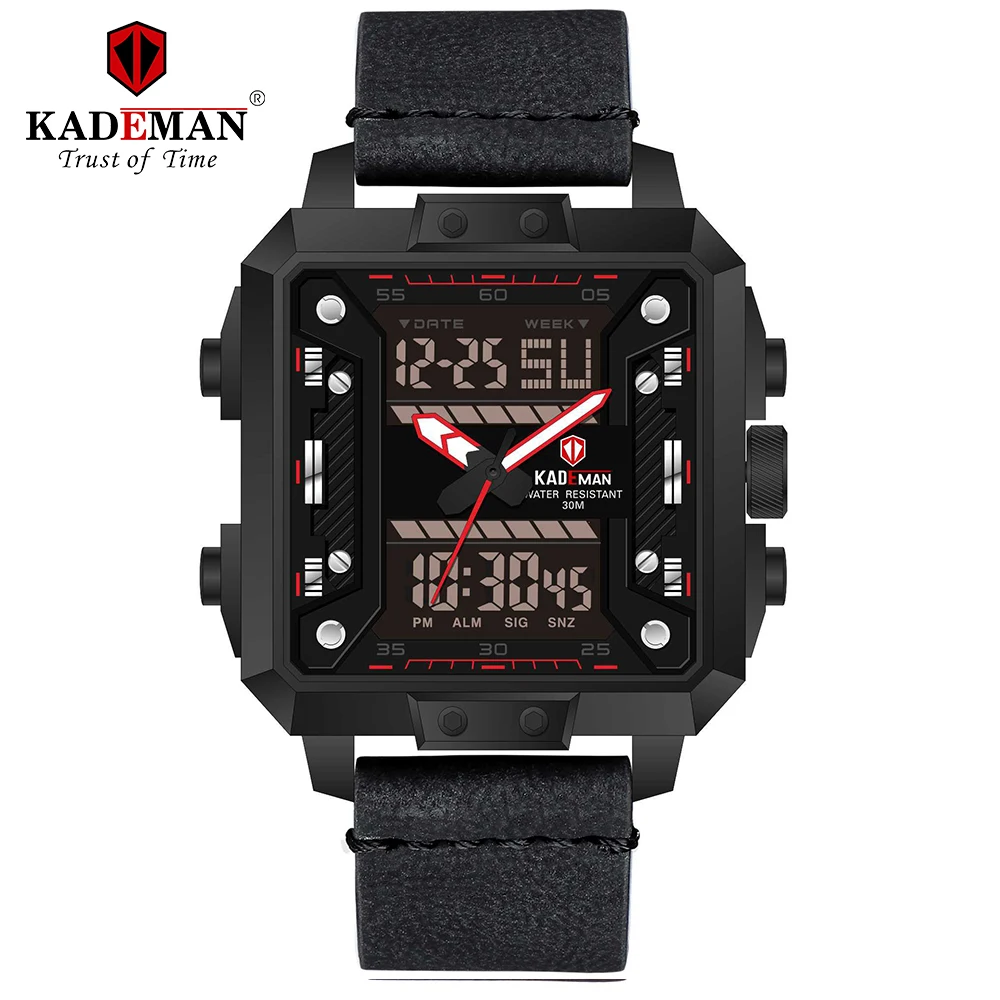 

6153 Kademan Men Top Brand Luxury Watch Leather Casual Brand Men Watch New Leather Strap Watch Sport Quartz Military Watch Gift