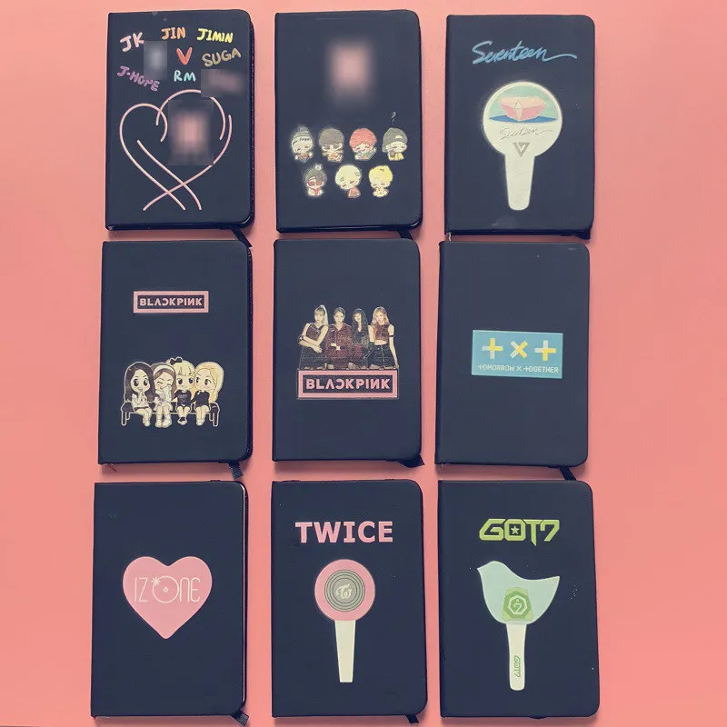 

KPOP Bangtan Boys BLACKPINK GOT7 TWICE SEVENTEEN IZONE TXT PU Notebooks Soft Copy Note Pads 9*14CM 80Pages