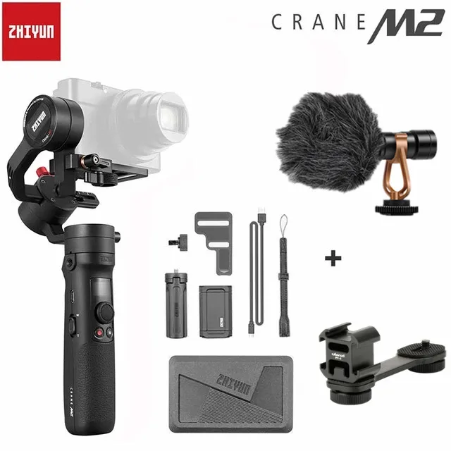 Zhiyun Crane M2 3-осевой ручной шарнирный стабилизатор для камеры Gopro для Камера sony Canon Gopro hero 5 6 7 смартфон pk G6 плюс DJI Ronin S Max мы собрали воедино - Цвет: KitD add Mic adapter