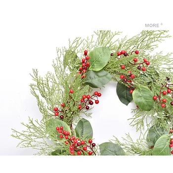 

1 Pc Christmas Garland Red Berries Green Leaves Hanging Wreath Pendant Decor for Home Party Green (60cm in Diameter)