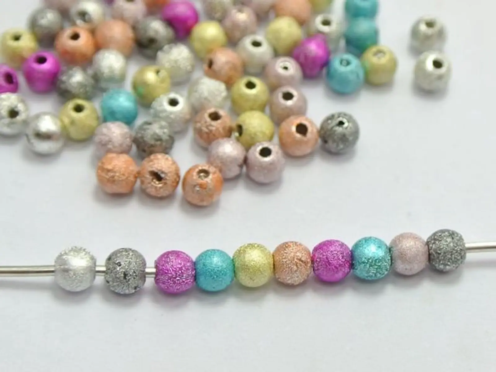 

1000 Mixed Color Glitter Acrylic Round Beads 4mm(0.16") Spacer Finding