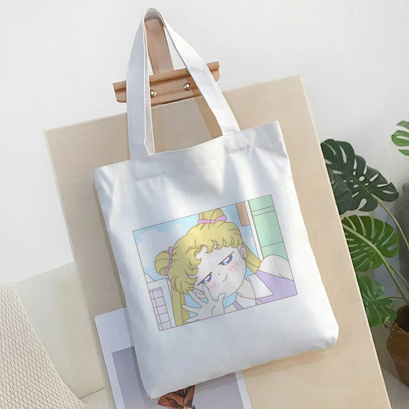 Сейлор Мун кошка милая сумка на плечо Новинка Harajuku мультфильм печати холщовые сумки колледж открытый карман Большая вместительная сумка женская сумка