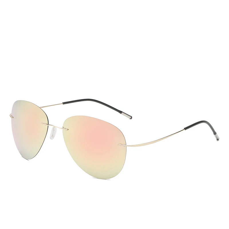 Новинка, мужские поляризованные солнцезащитные очки-пилот, ультра-светильник, фирменный дизайн, b-титан, мужские очки для вождения, ночного видения, синие зеркальные, UV400 - Цвет линз: C6 Pink