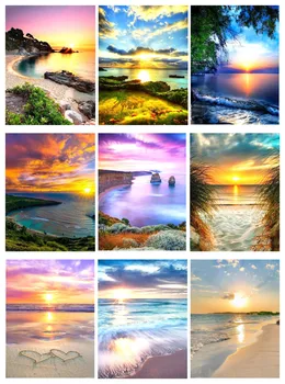 

Yikexin Full Round Diamond Painting Cross Stitch Seaside Scenery 5D Diamond Embroidery New Arrival Home Decoration