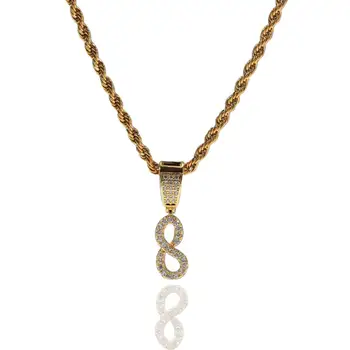 

New grass body alphanumeric pendant copper inlaid zircon simple men's hip-hop necklace stitching customization