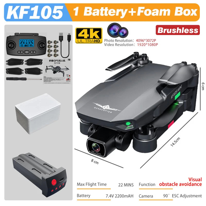 KF105 Professional GPS Drone 4K HD Camera Auto Visual Obstacle Avoidance Brushless Foldable Quadcopter RC Drone VS KF102 MAX rc quadcopter with camera RC Quadcopter