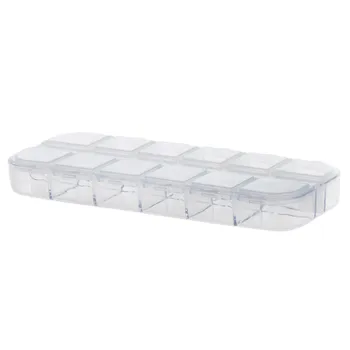 

1PC 12 Grid Rectangle Clear Plastic Divided Storage Box Nail Art Tool 12 compartments long flip clamshell diamond box