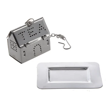 

New SODIAL(R) Silver Tone Mini Tray House Shaped Tea Infuser Tea Ball Set