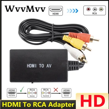 WVVMVV HDMI To RCA AV/CVBS Adapter HD Video Converter Box HDMI to RCA AV/CVSB L/R Video 1080P Mini HDMI to AV Support NTSC PAL
