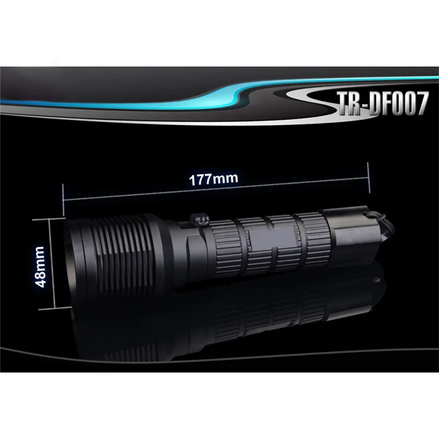 DF-007 diving flashlight underwater 500M waterproof light T6 LED scuba IPX8 rechargeable USB interface light riding light 35A8 (3)