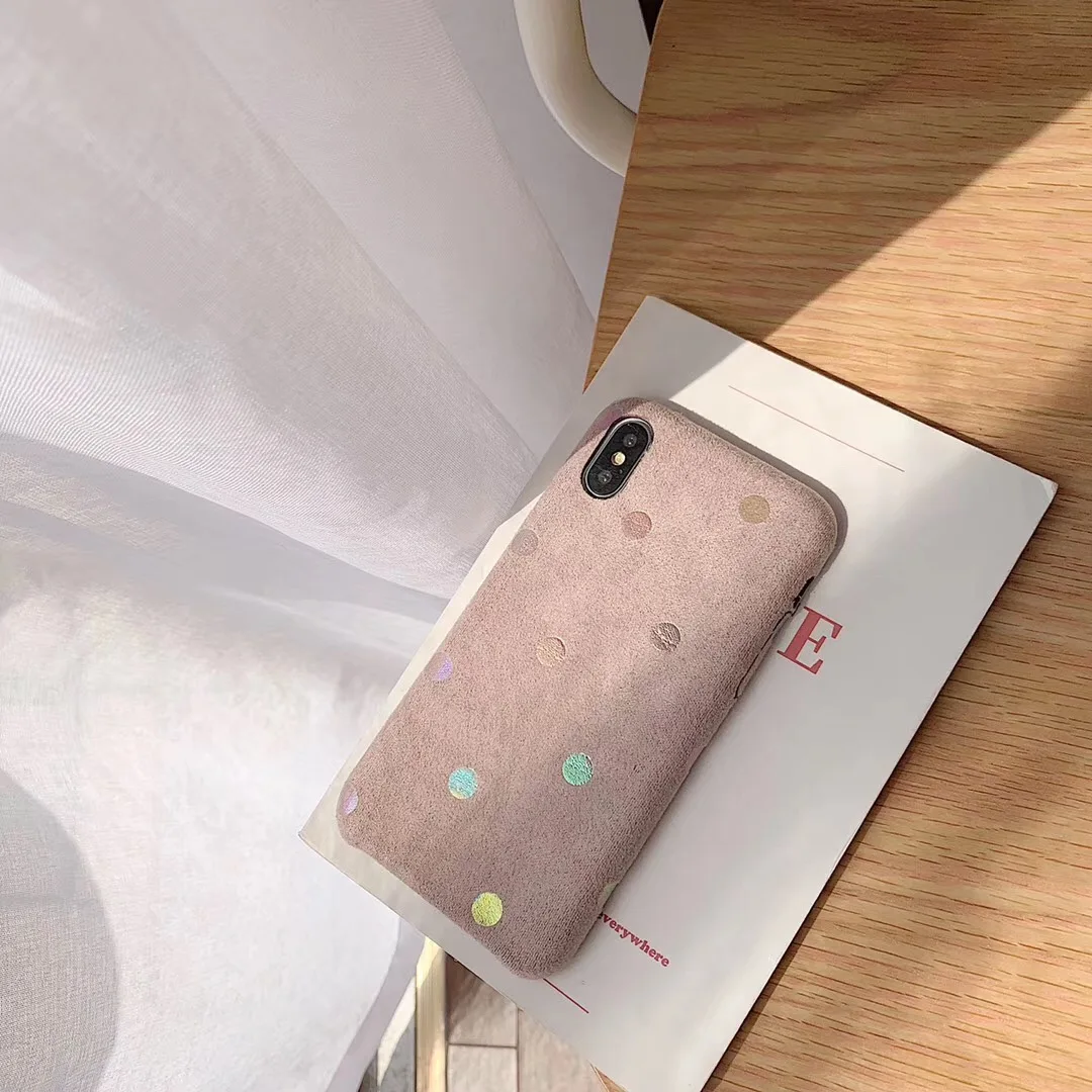 Wave point Pink Теплый вельветовый Текстурированный чехол для телефона для IPhone 7 матовый пух Мягкий ТПУ чехол для IPhone 6 6s 8 Plus X Xs Чехлы для MAX XR Coque Capa - Цвет: Wave point Pink